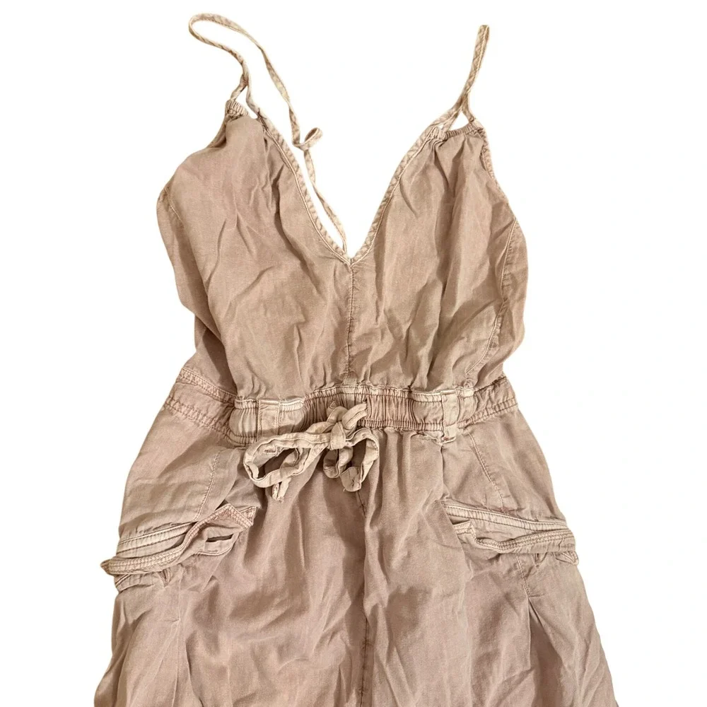 Free People Aberdeen Crop Jumpsuit Dusty Rose Cargo Pocket Loungewear‎ Medium